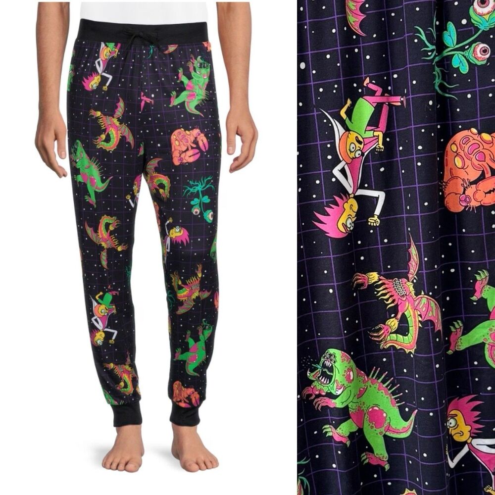 Rick & Morty Mens Graphic Print Sleep Jogger Lounge Pants Size XL (40-42) EUC